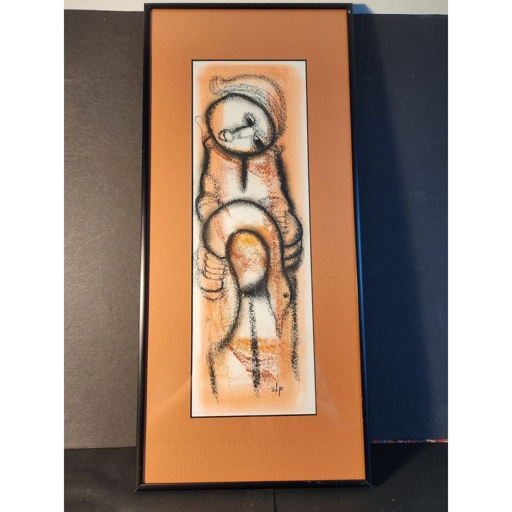 Signed Pastel & Charcoal Sketch By‎ South African Artist Daniel Selepe